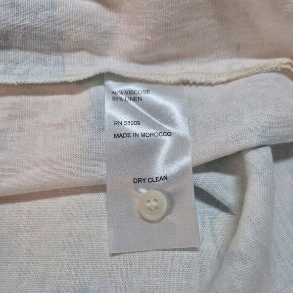 Gianni Bini Women's Size L Margaux Palm Tree Button Front Linen Blend Blouse - Picture 5 of 12